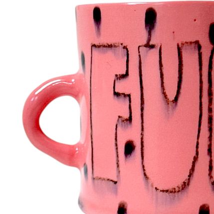 Кружка ручной работы «F**k», розовая, фарфор, 350 мл, фото 2.
