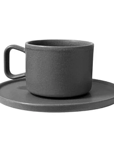 Чайная пара ручной работы серая, керамика, 200 мл