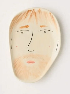 Тарелка ручной работы Мария Гордеева Бородач, бежевая, полуфарфор, 23 см