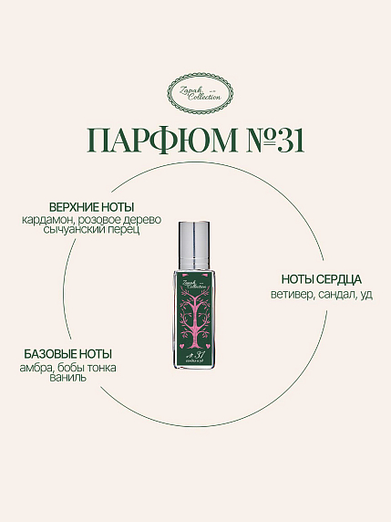 Масляные духи «№31 Сандал и уд», 6 мл, фото 1.