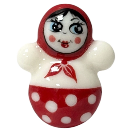 Брошь ручной работы «Неваляшка», фарфор, фото 1.