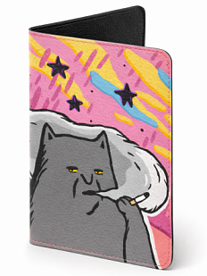 Обложка на паспорт «Котик с сижкой»