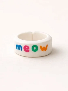 Кольцо ручной работы Радость Рядом «Meow», полимерная глина