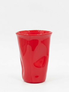 Мятый стакан ручной работы красный, керамика, 200 мл