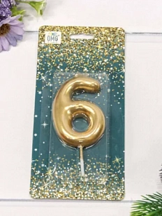 Свеча для торта «Цифра 6», 6 см