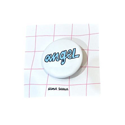 Закатной значок с надписью «Angel», голубой, металл, 25 мм