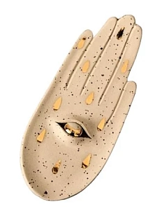 Подставка под благовония Ладан керамика ручной работы «Ладошка с каплями», бежевая, шамот