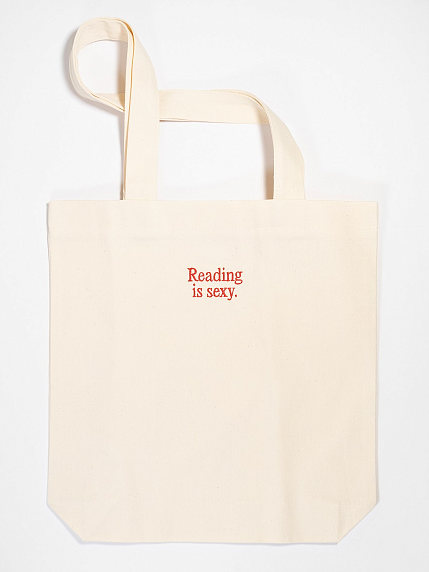 Сумка шоппер Подписные изделия, «Reading is sexy», вышивка, белый, фото 1.