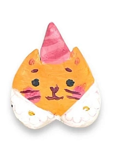 Значок ручной работы «Праздничный котик», полимерная глина, 40 мм