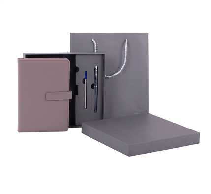 Подарочный набор с ежедневником «President» и ручкой, серый, фото 2.