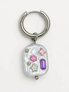 Моносерьга «Пузырики», полимерная глина, перламутровая цветная