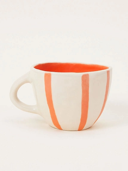 Чашка для чая ручной работы Полоски розовые, керамика, 250 мл, фото 1.