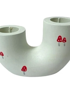 Подсвечник ручной работы роспись грибочки «Рогалик», светло-зелёный