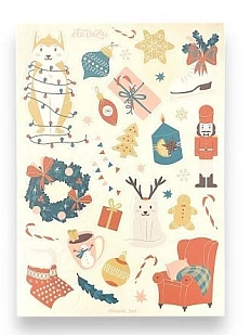 Стикерпак «Новогодний котик», А5