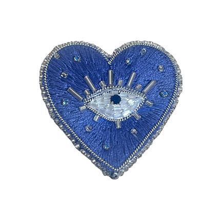 Брошь ручной работы «Heart», голубая, бисер, фото 1.