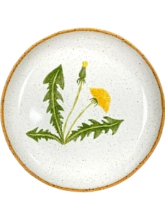 Тарелка ручной работы Одуванчик, белая, керамика, 17 см