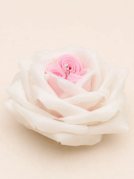Свеча цветок ручной работы DARI DARI «Роза двойная», бело-розовая, фото 3.