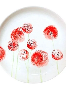 Тарелка ручной работы Катя Вебер «Красные одуванчики», керамика, 17 см