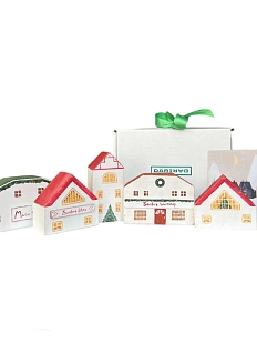 Подарочный набор с домиками из дерева, 5 шт. и открыткой