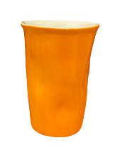 Мятый стакан ручной работы оранжневый, керамика, 200 мл