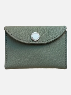 Cкладной кошелек-визитница ручной работы, Kokosina bags, натуральная кожа, зелёный