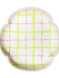 Тарелка ручной работы Домик на дереве «Красно-зелёная клетка», керамика, 15 см