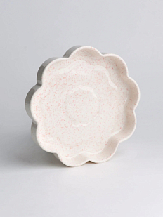 Тарелка ручной работы с бортиком ОХ! керамика «Со-цветие», белая с розовыми брызгами, керамика, 15 см