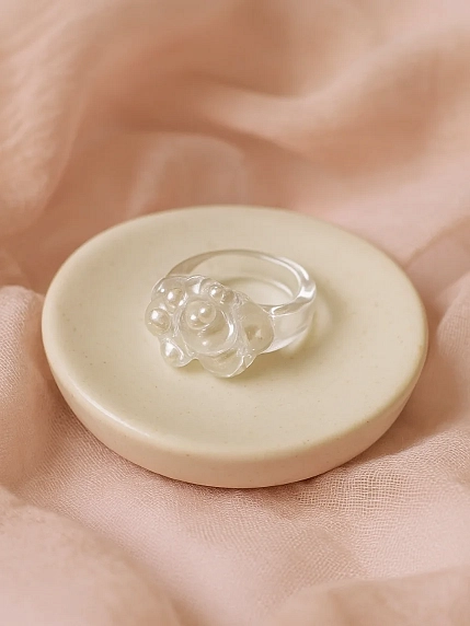 Кольцо ручной работы ПетПоллиПокет Пузыри с жемчужинками, полимерная глина, фото 3.