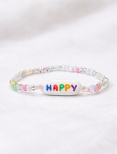 Браслет ручной работы Радость Рядом «Happy», полимерная глина, бисер