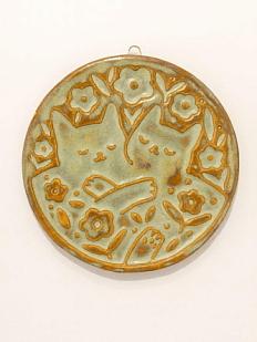 Керамический изразец «Котики», сизарь