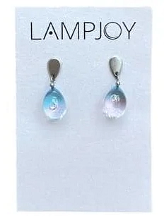 Серьги Лампджой «Капли», стекло, розово-голубые