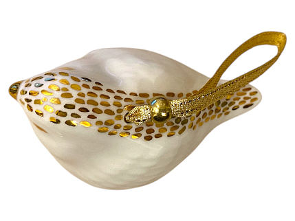 Игрушка на ёлку «Птица», бело-золотистая, фото 3.