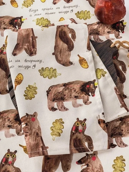 Полотенце «Медведи», белое, фото 1.