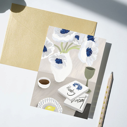 Открытка DARI DARI «Белые цветы в вазе», А6, фото 2.