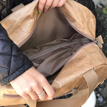 Сумка Ranzel Bags «Hunty Kraft», крафт, тайвек, бежевая, фото 5.