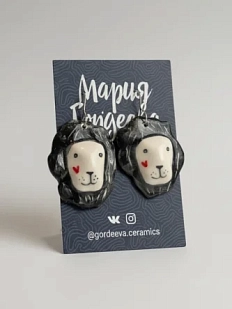 Серьги Мария Гордеева «Львы», керамика, чёрные