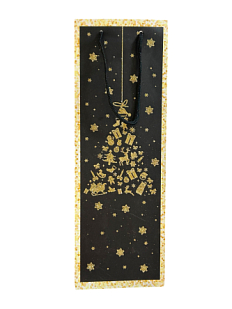 Пакет подарочный блестящий под бутылку «Ёлка»