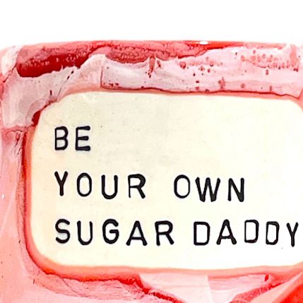 Кружка ручной работы NF ceramics «Be your own sugar daddy», красная, керамика, 500 мл, фото 3.