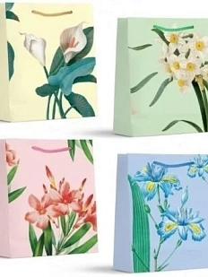 Пакет подарочный Цветы, в ассортименте