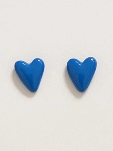 Серёжки-гвоздики Радость Рядом Сердечки, полимерная глина, ярко-синие