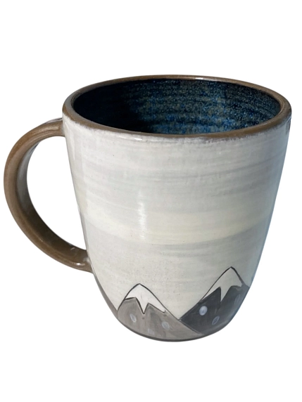 Кружка ручной работы Ким керамика с росписью Лис в горах, керамика, 450 мл, фото 2.