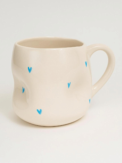Кружка ручной работы мятая «Любовь - это ты», голубая, керамика, 250 мл, фото 2.