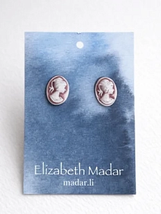 Серёжки-гвоздики Elizabeth Madar Камея, керамика, розовые