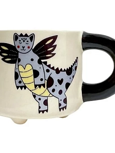 Кружка ручной работы Звер «Дракон», деколь, белая, керамика, 350 мл
