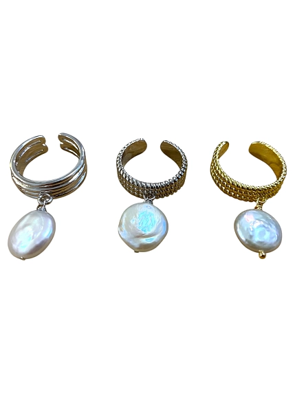 Кольцо с подвеской из барочного жемчуга не замкнутые «Old Money», фото 5.