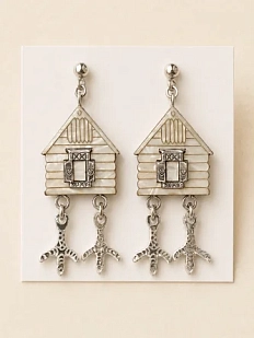 Серьги ОКподолинс «Избушки», дерево