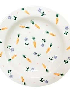 Тарелка ручной работы Slowday Ceramics с морковками и сиреневыми цветочками «Винтаж», керамика, 20 см