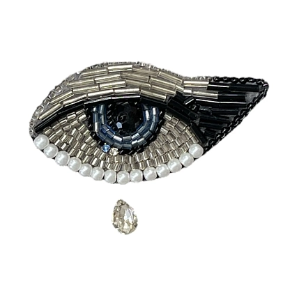Брошь ручной работы «Eye» со слезой, бисер, фото 1.