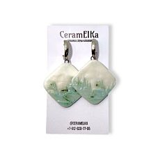 Серьги «Исаакиевский собор», фарфор, бело-мятные