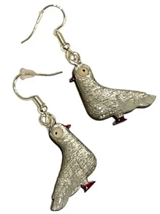 Серьги «Голуби», дерево, серебряный